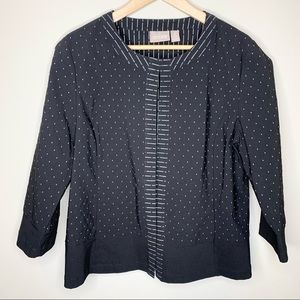 CHICO'S Black Jacquard Open 3/4 Sleeve Jacket